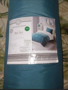 Huntington Home Twin Bed Set 6pc Solid Teal Wrinkle Resistant OEKO-TEX